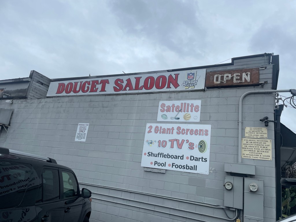 Doucet Saloon, Castro Valley, CA, sign