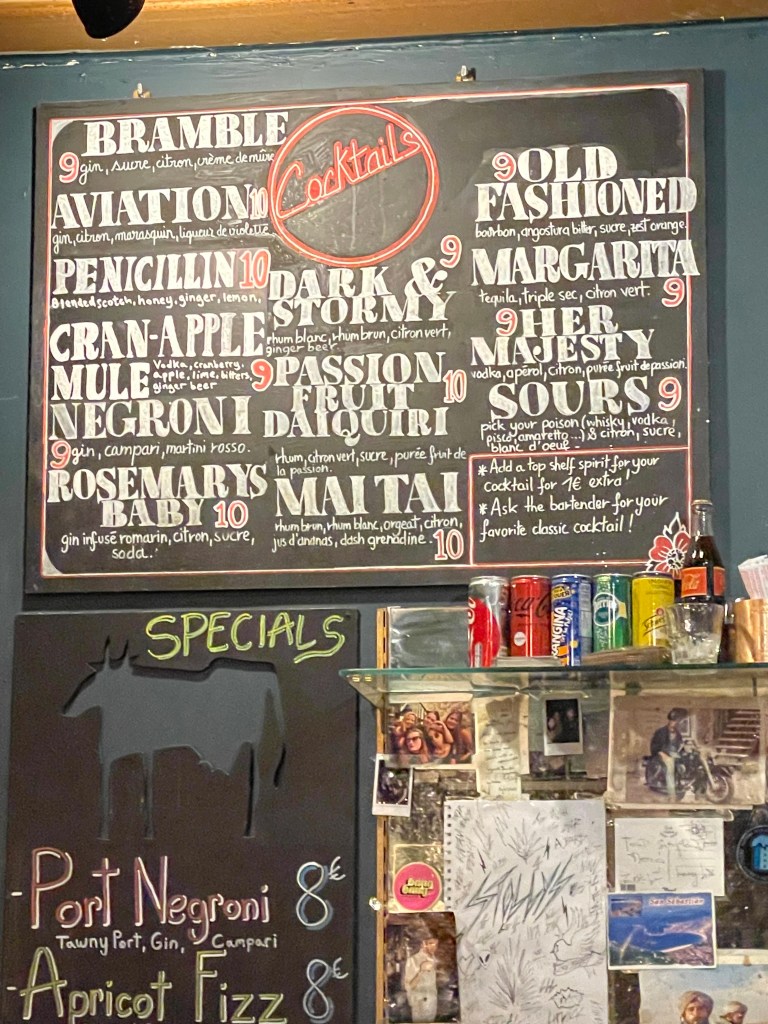 Stolly's Stone Bar, Paris, board