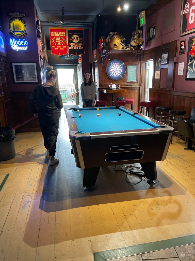 photo of people playing pool at The Four Deuces bar, San Francisco