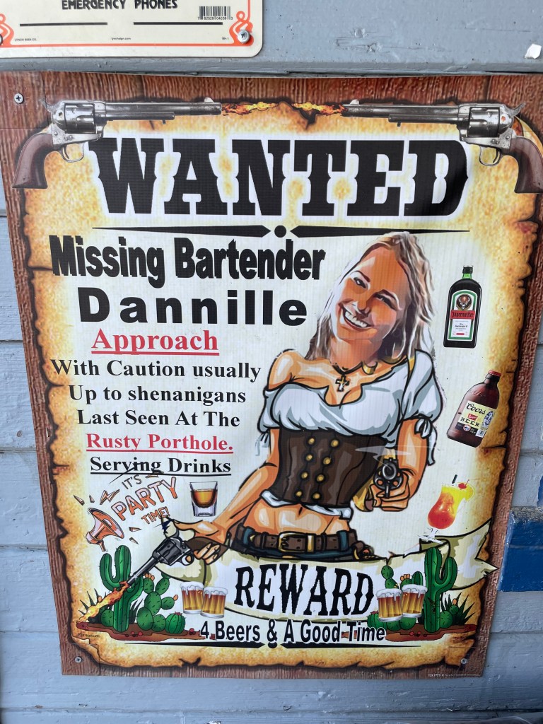 Wanted sign, The Rusty Porthole, Bethel Island