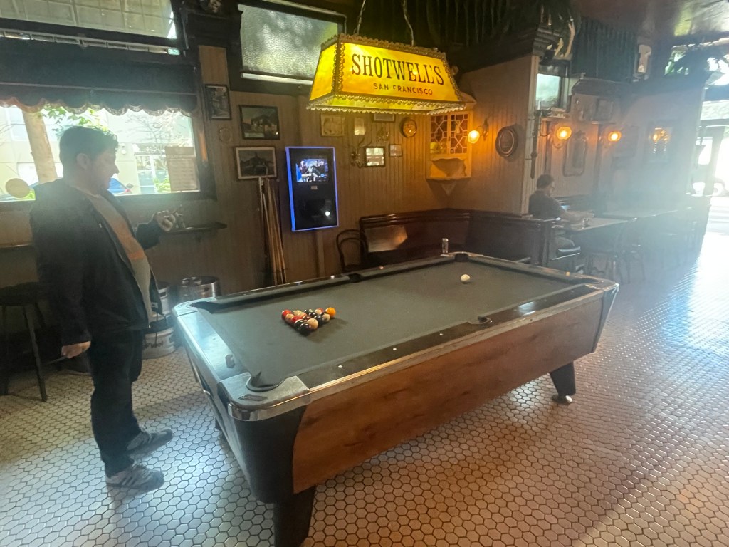 Shotwell's Saloon, San Francisco, pool table