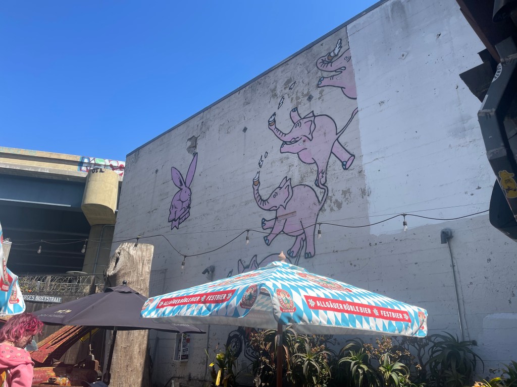 photo of mural in the beer garden of Zeitgeist bar, San Francisco