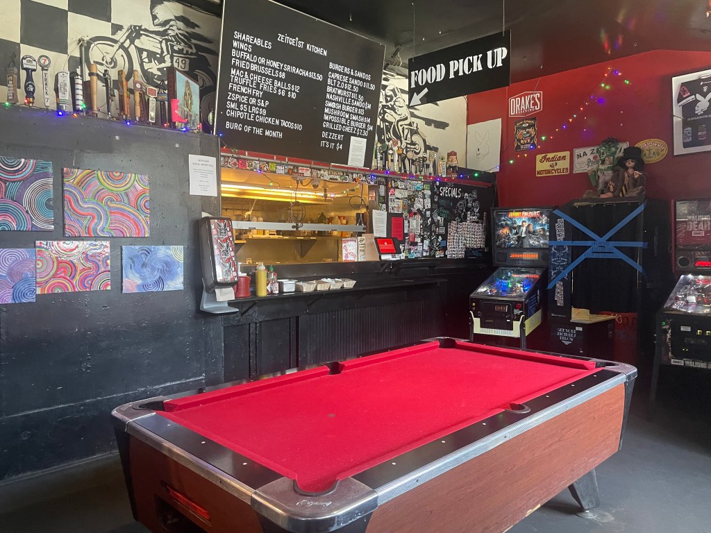 photo of the pool table and food pick up in Zeitgeist bar, San Francisco