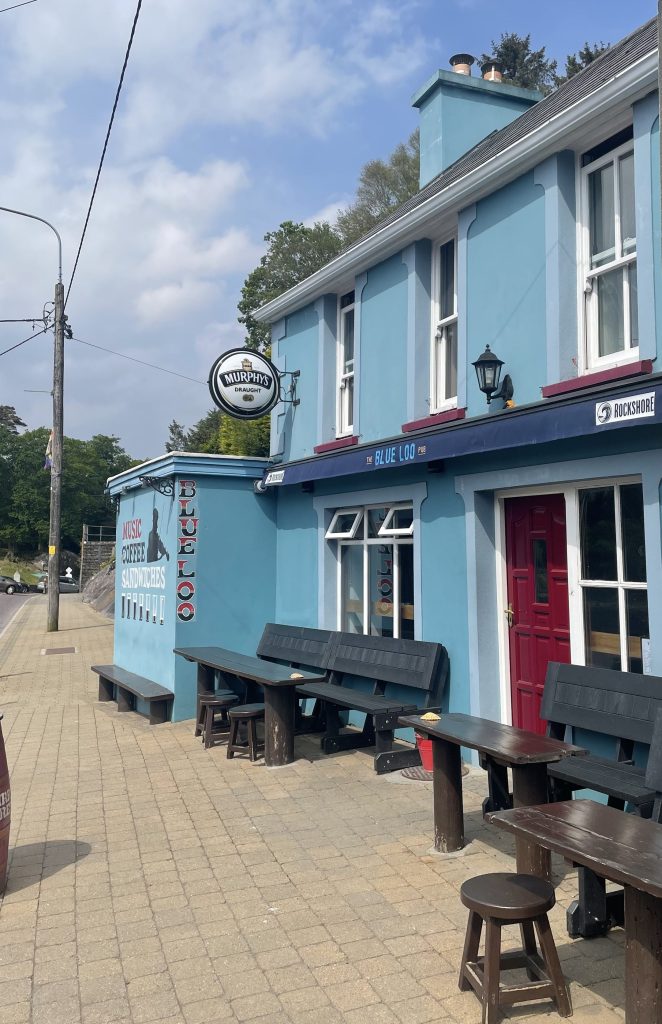 photo of the exterior of The Blue Loo pub, Glengarriff, Ireland