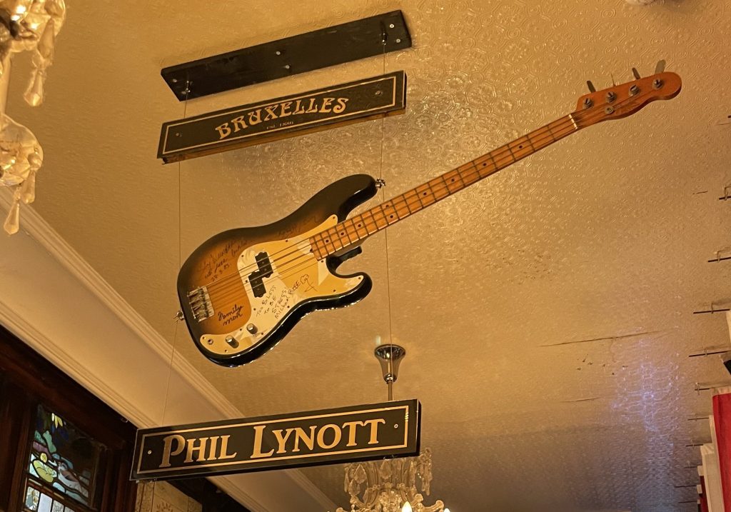 photo of the Phil Lynott guitar in Bruxelles Bar, Dublin, Ireland