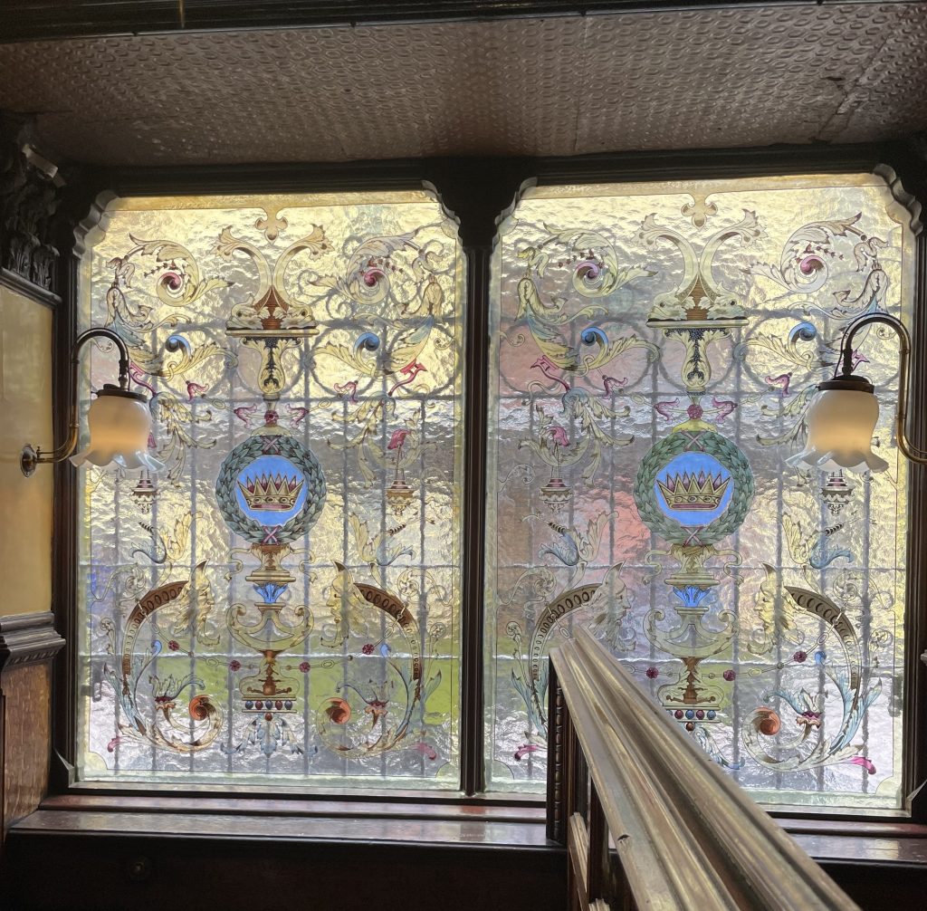 photo of windows of The Crown Liquor Saloon, Belfast, Ireland