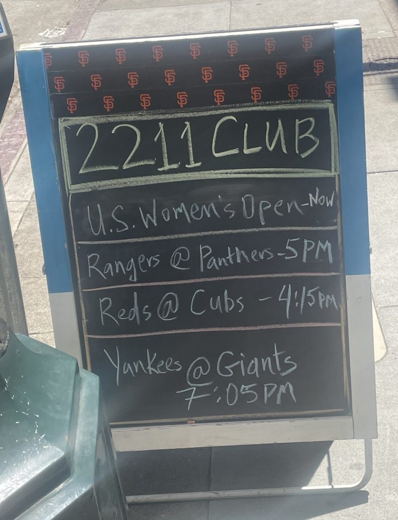 photo of sign for Cresta's Twenty Two Eleven Club, San Francisco