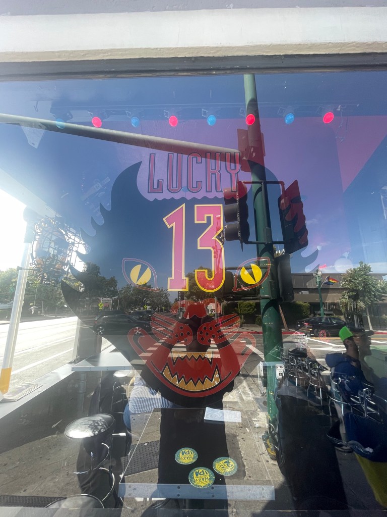 photo of sign of Lucky 13, Alameda, CA