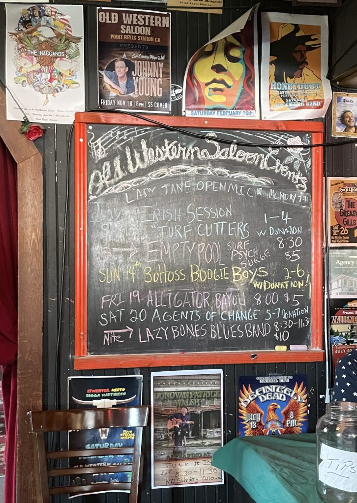 photo of interior of Old Western Saloon, Point Reyes Station, CA