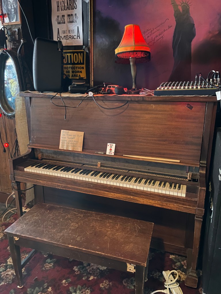 photo of piano in Old Western Saloon, Point Reyes Station, CA