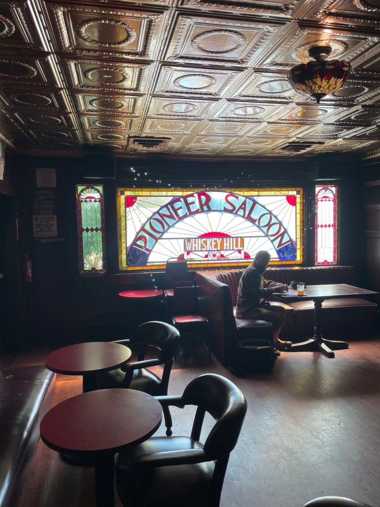 photo of interior of Pioneer Saloon, Woodside, CA
