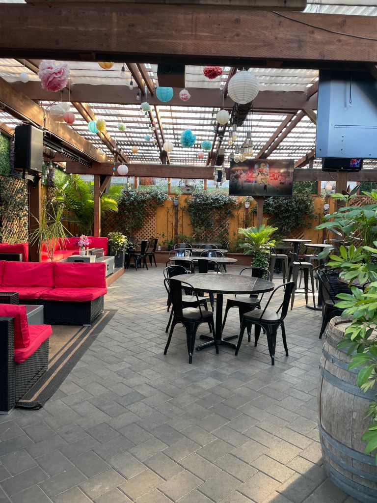 photo of back patio of Marvin Gardens, Belmont, CA