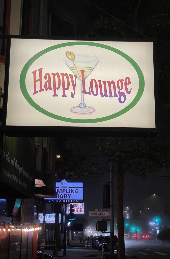 photo of sign of Happy Lounge, San Francisco