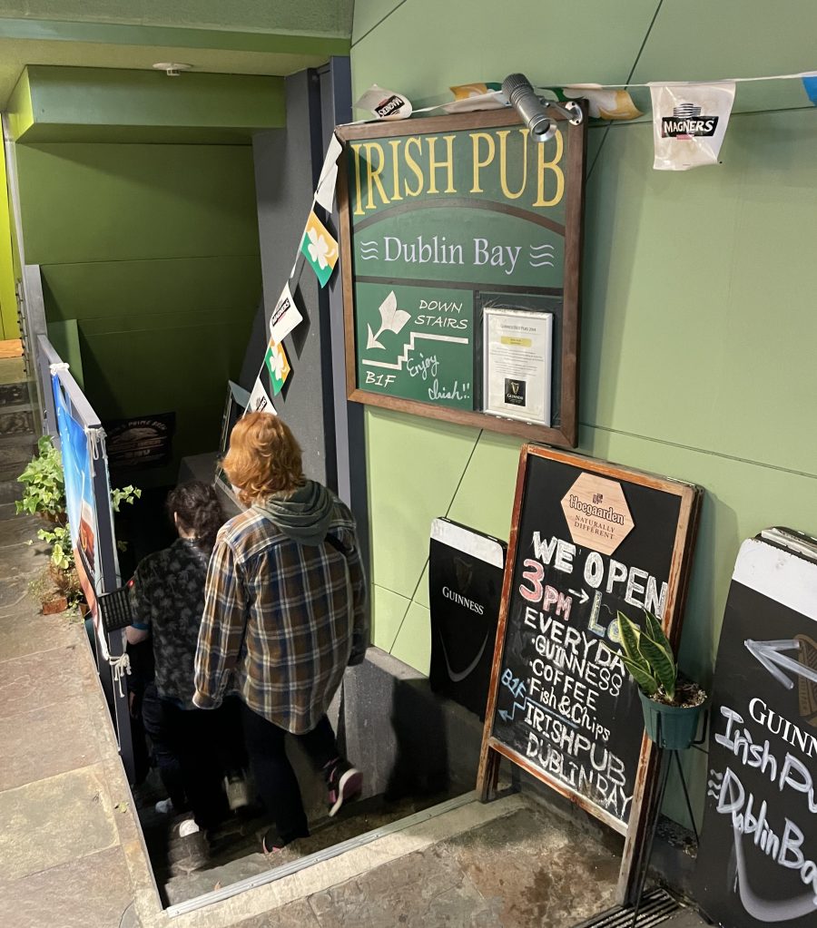photo of sign and entry of Irish Pub Dublin Bay, Osaka, Japan