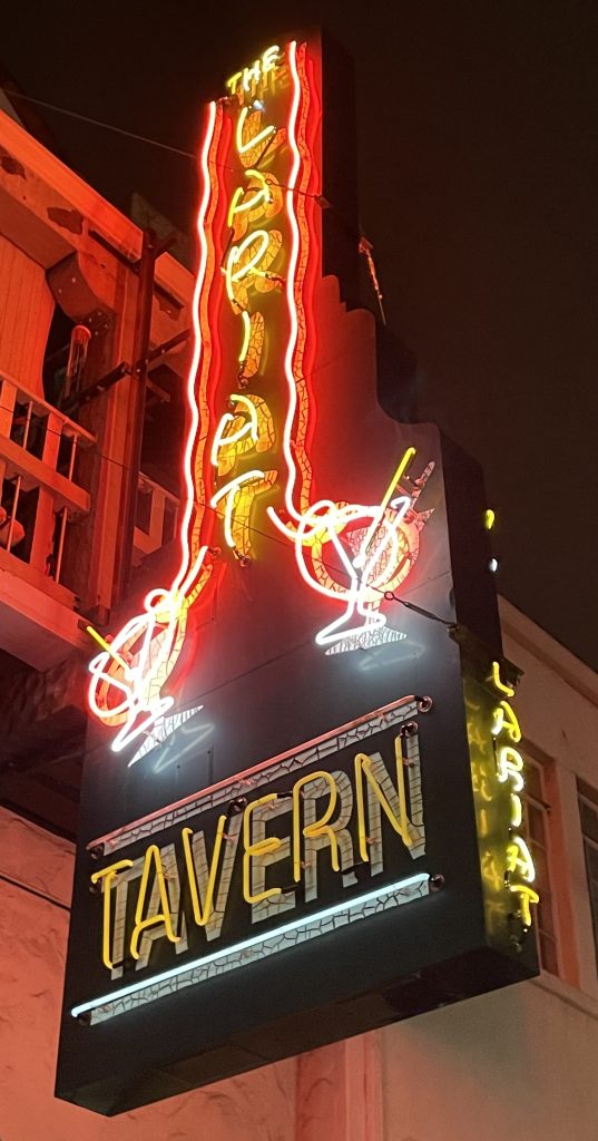 photo of the sign of The Lariat Tavern, Belmont, CA