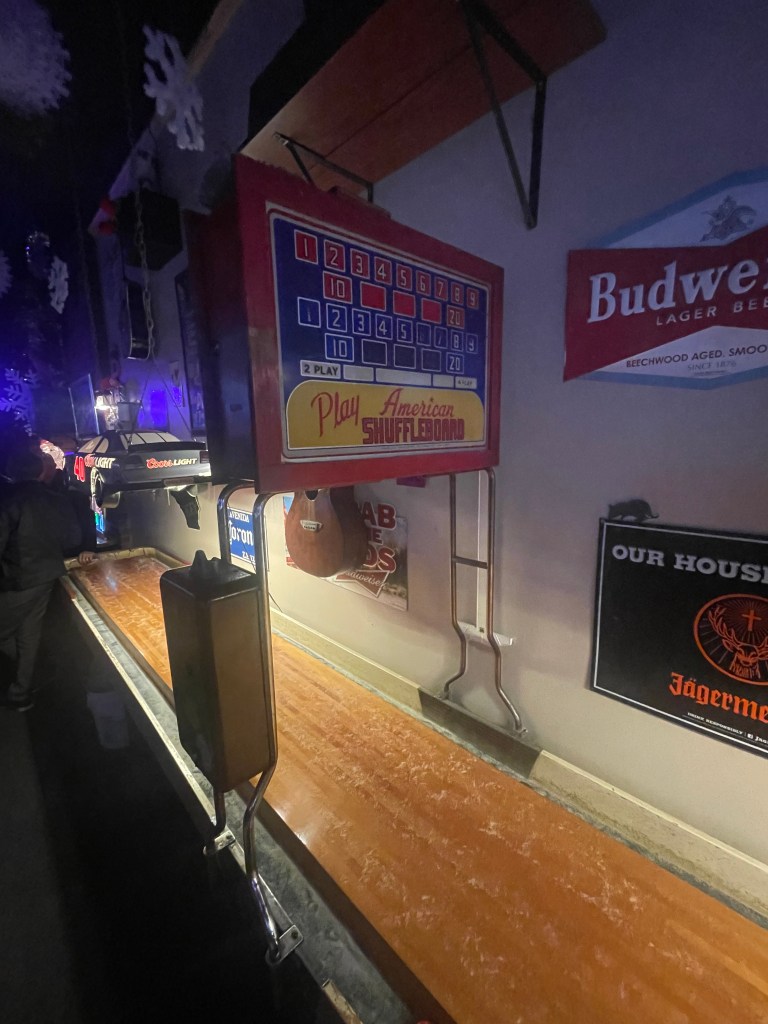 photo of the shuffleboard game of the Orchid Room, San Carlos, CA