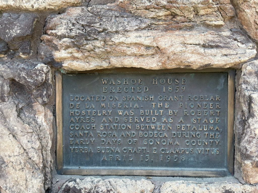 photo of plaque of Washoe House, Petaluma, CA