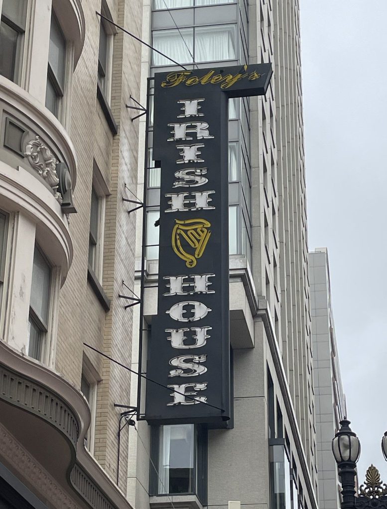 photo of the sign for Johnny Foley's Irish House, San Francisco